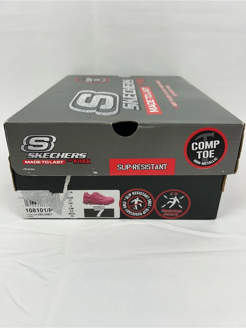 NEW Skechers Hard Composite Toe Slip Resistant Work Safety Shoes Women’s 7 Pink